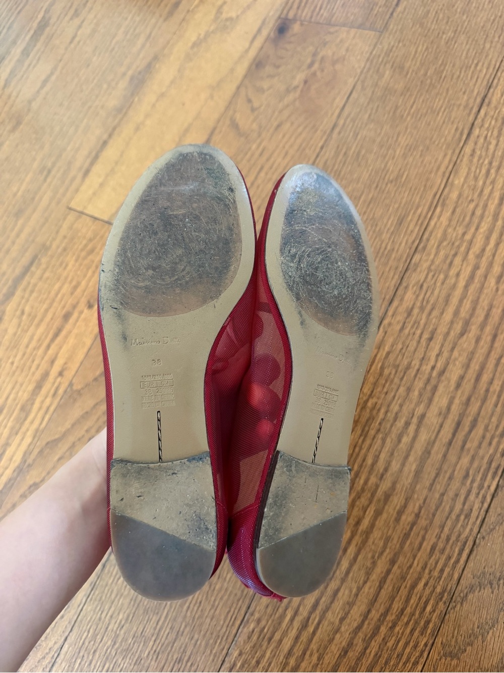 Massimo Dutti Red Mesh Ballet Flat - Picture 9 of 10